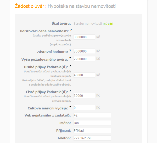 Uk�zkov� p��klad formul��e ze serveru p�j�ky.cz